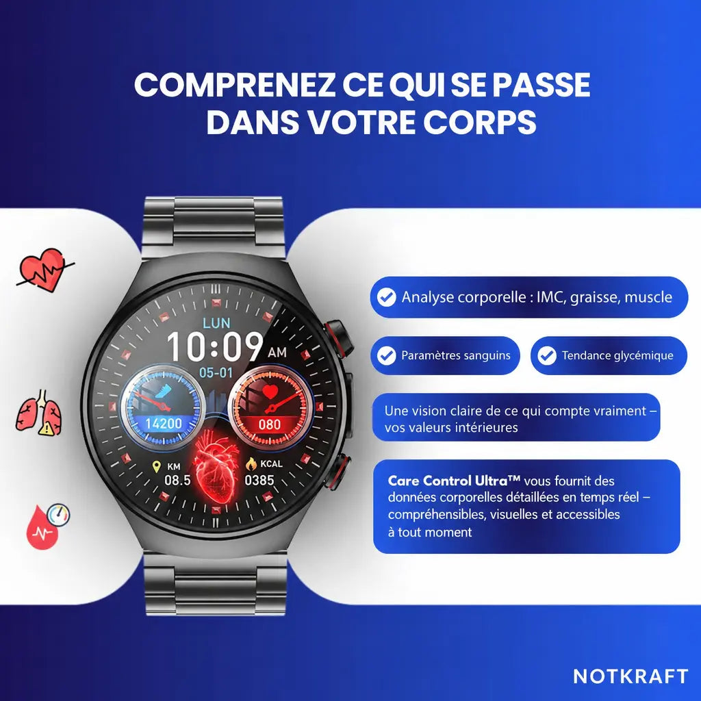 Care Control Ultra™ – Montre connectée santé & bien-être