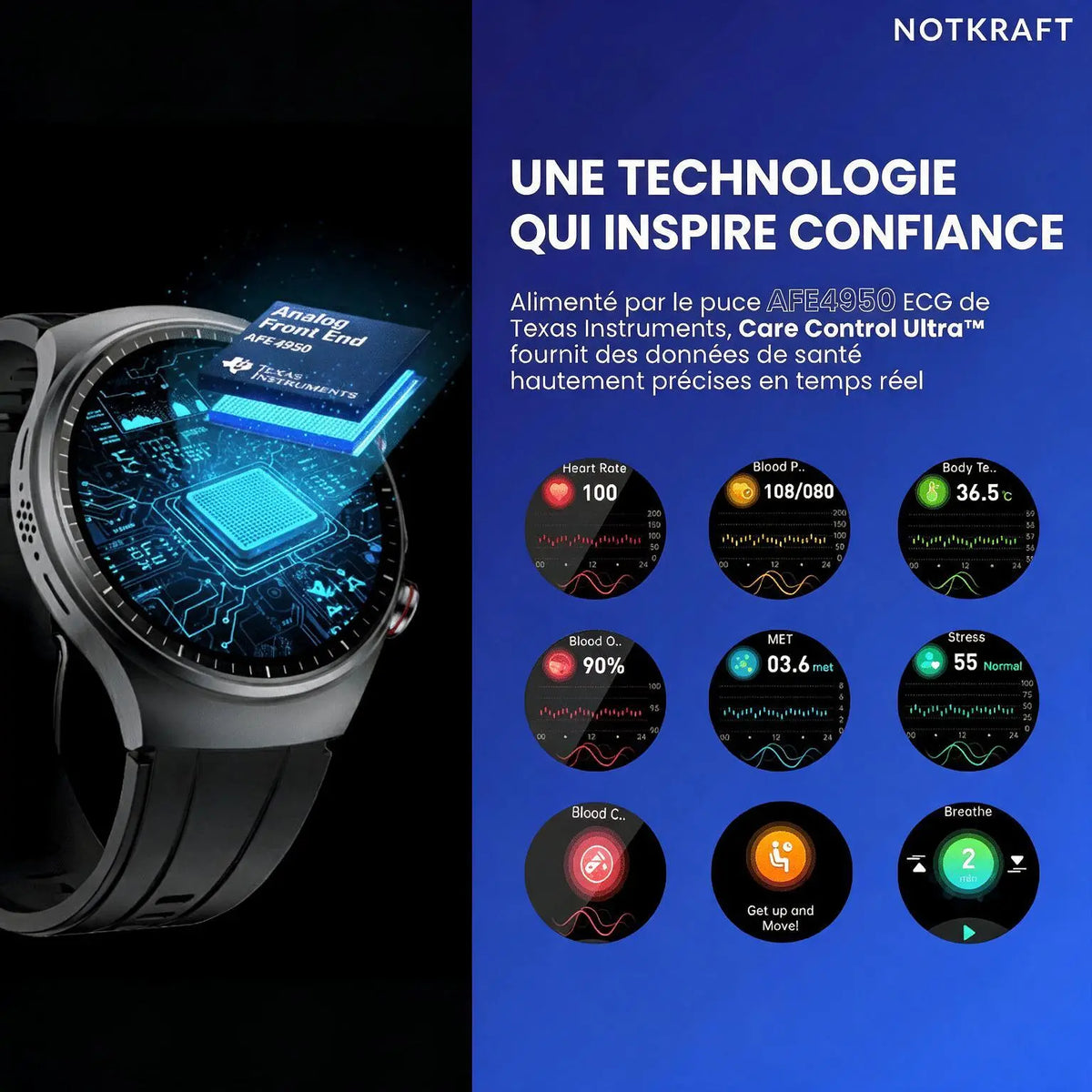 Care Control Ultra™ – Montre connectée santé & bien-être